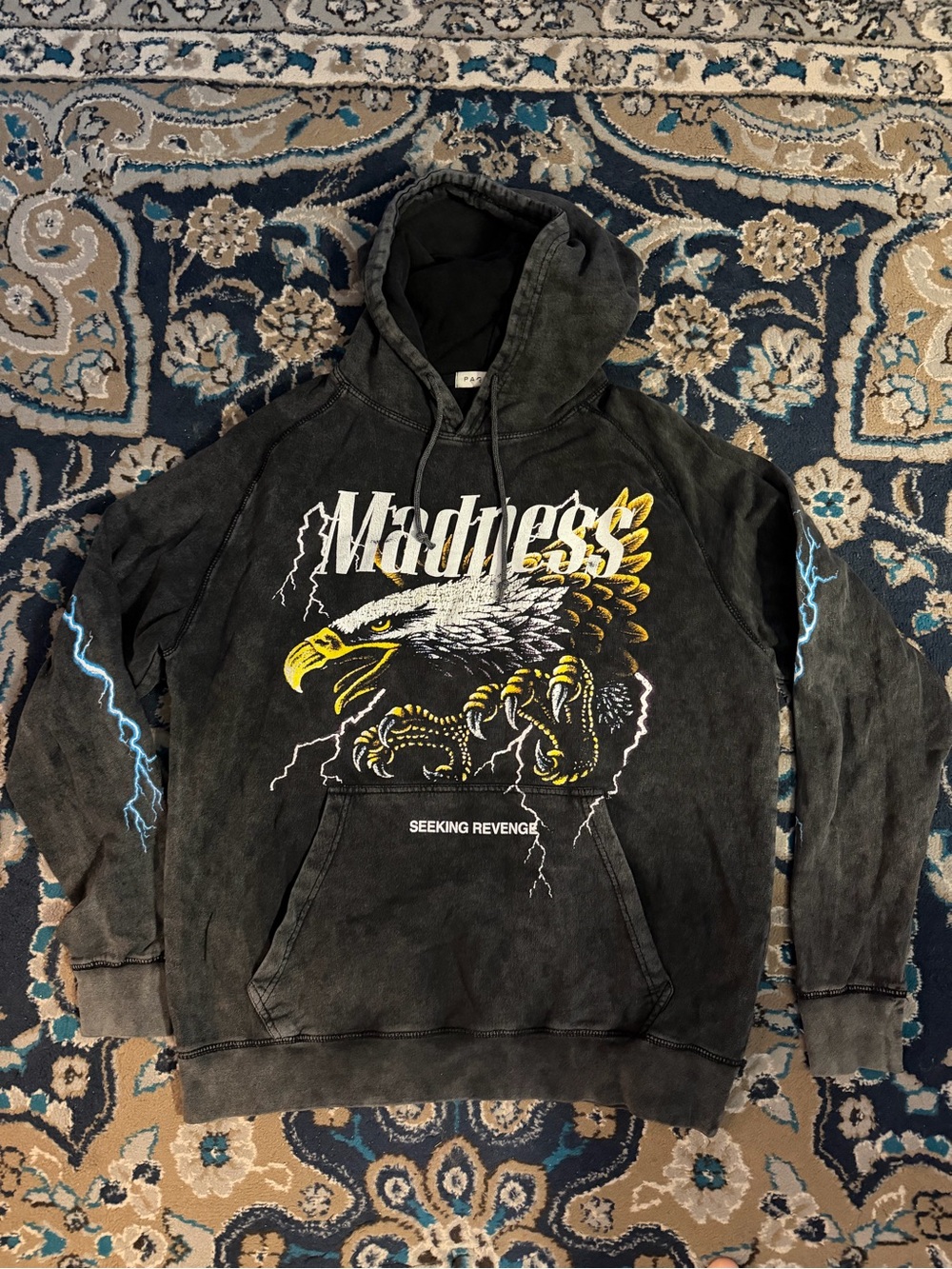 PacSun Black Graphic Eagle Hoodie with Yellow Accents